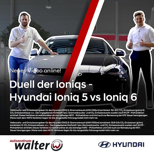 Das Hyundai-Duell 💙 IONIQ 5 vs. IONIQ 6

Beide gehören zu den Top-Modellen von Hyundai, doch wo liegt der Unterschied?...